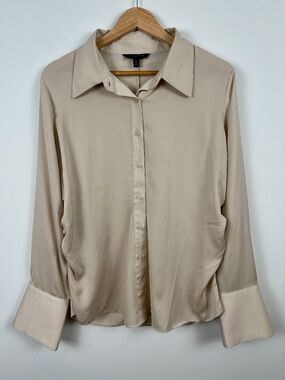 Banana Republic Button Down Blouse, Size XL, Champagne